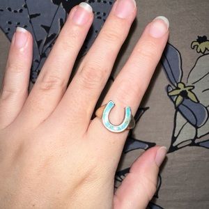 Sterling Silver Turquoise Horseshoe Ring Size 8